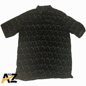 Men Crazy Horse Claiborne Abstract Black Short Sleeve Button Down Shirt Medium